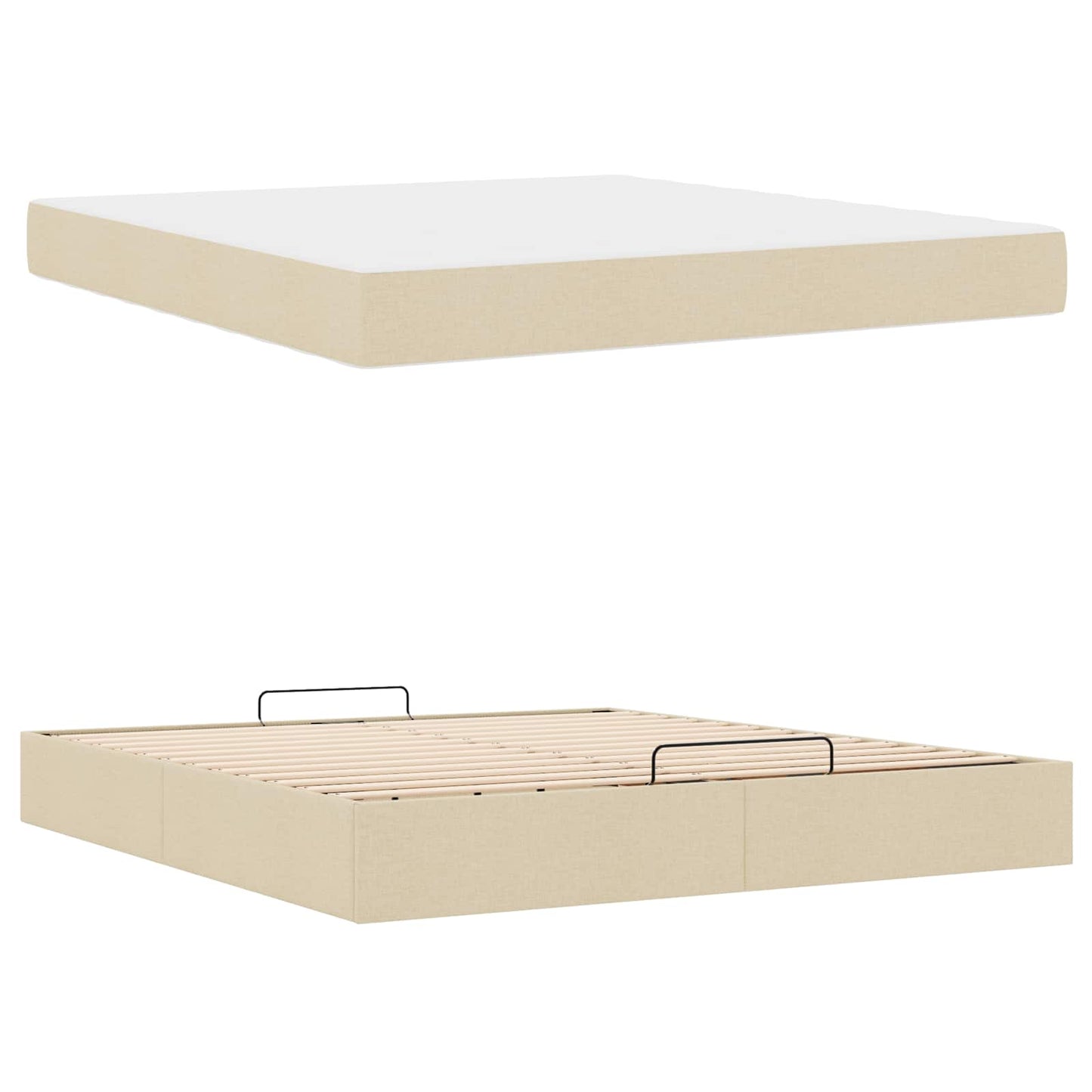 Bedframe met matras 2 pcs Crème Stof is nu te koop bij PeponiXL, paradijselijk wonen!