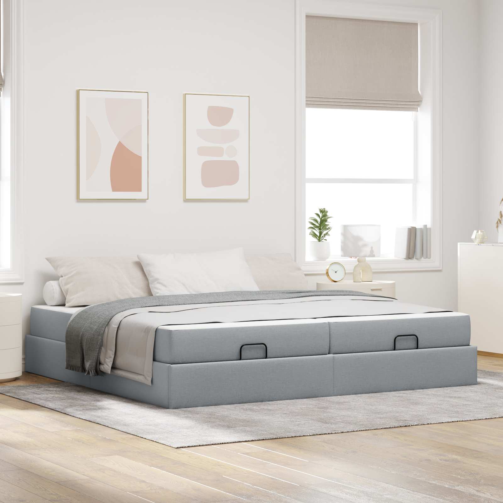 Bedframe met matras met matras 2 pcs Lichtgrijs Stof is nu te koop bij PeponiXL, paradijselijk wonen!