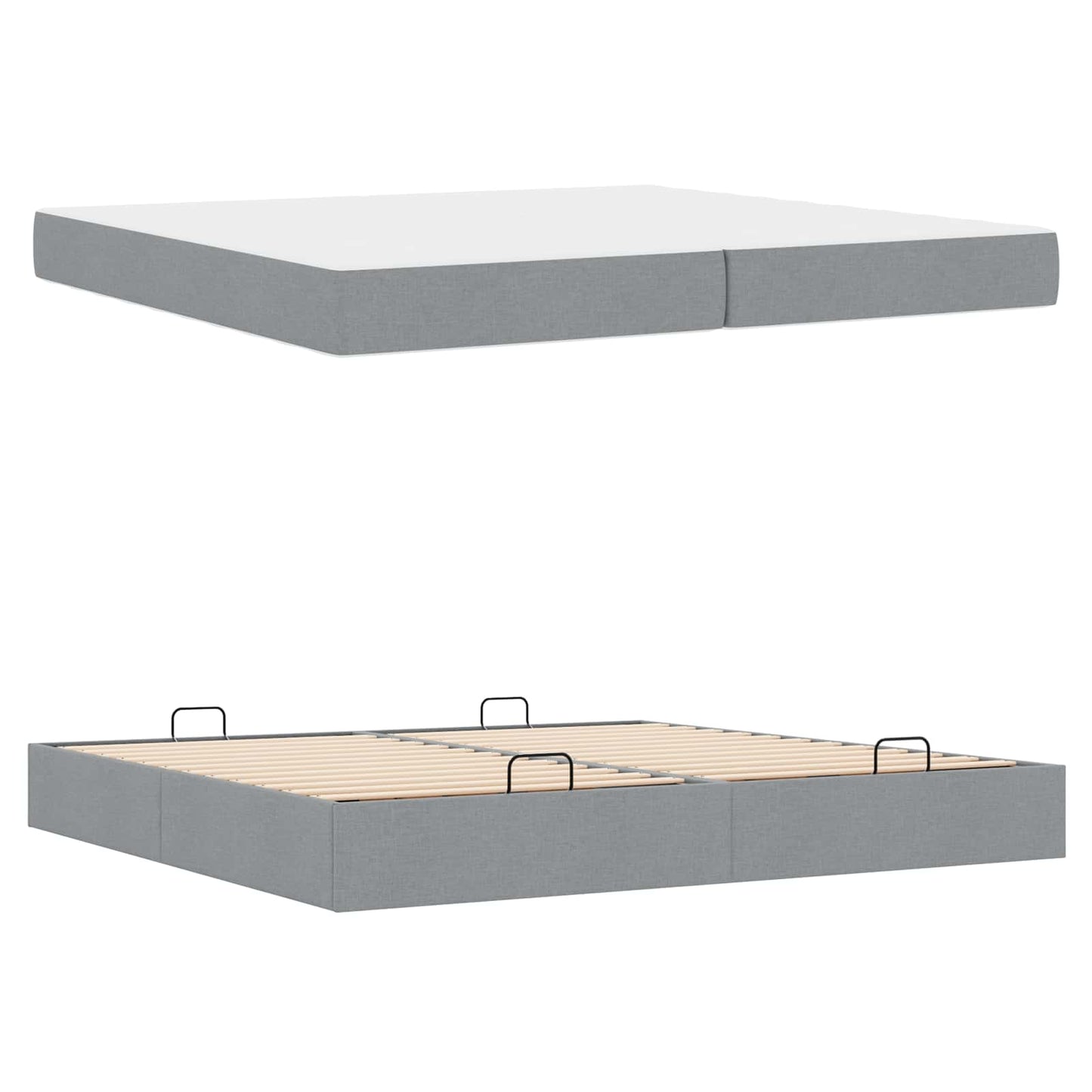 Bedframe met matras met matras 2 pcs Lichtgrijs Stof is nu te koop bij PeponiXL, paradijselijk wonen!