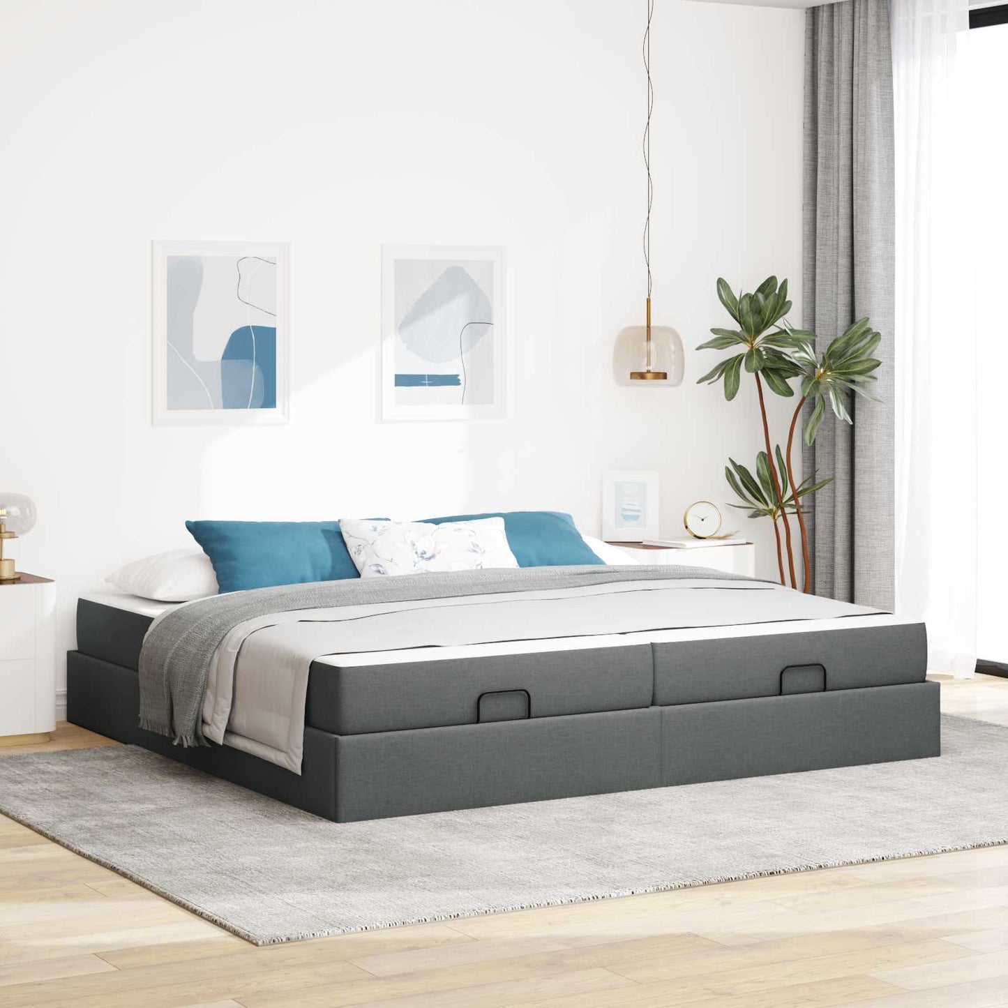 Bedframe met matras met matras 2 pcs Dim Grijs Stof is nu te koop bij PeponiXL, paradijselijk wonen!