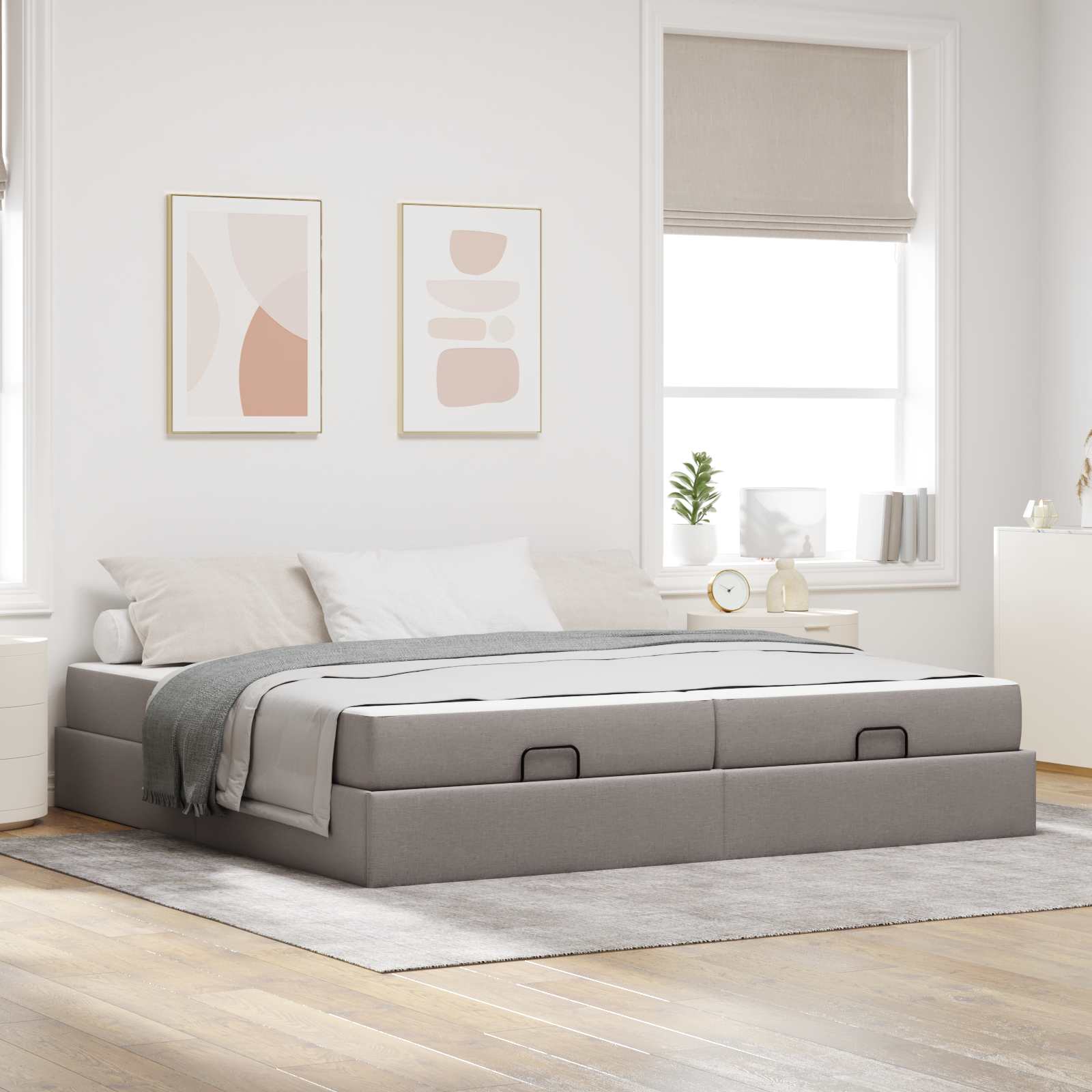 Bedframe met matras met matras 2 pcs Taupe Stof is nu te koop bij PeponiXL, paradijselijk wonen!