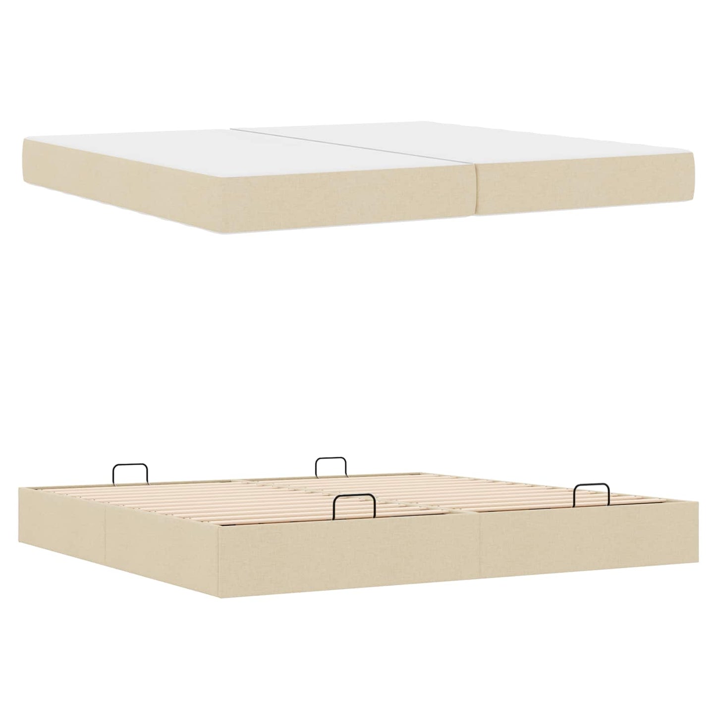 Bedframe met matras met matras 2 pcs Crème Stof is nu te koop bij PeponiXL, paradijselijk wonen!