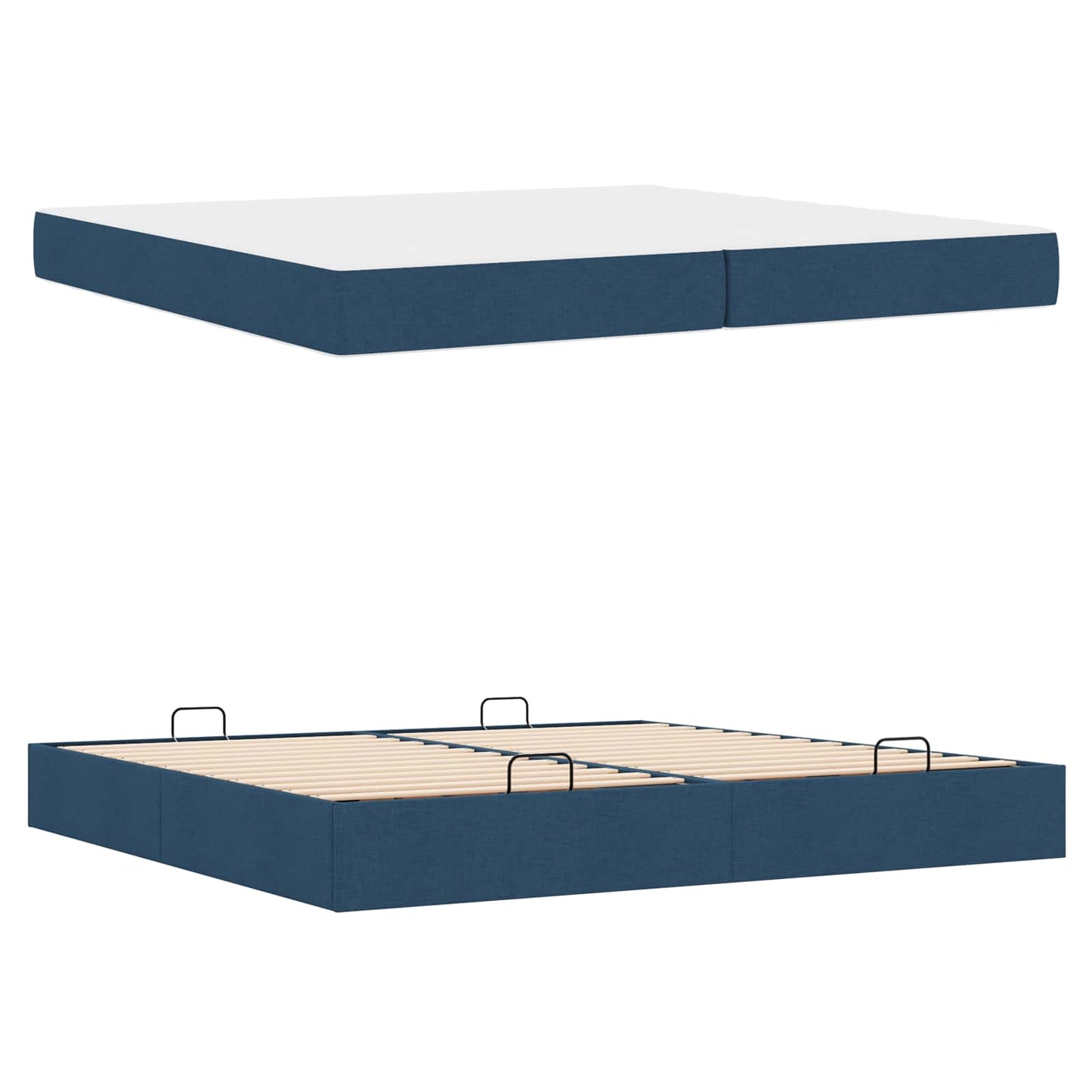 Bedframe met matras met matras 2 pcs Blauw Stof is nu te koop bij PeponiXL, paradijselijk wonen!