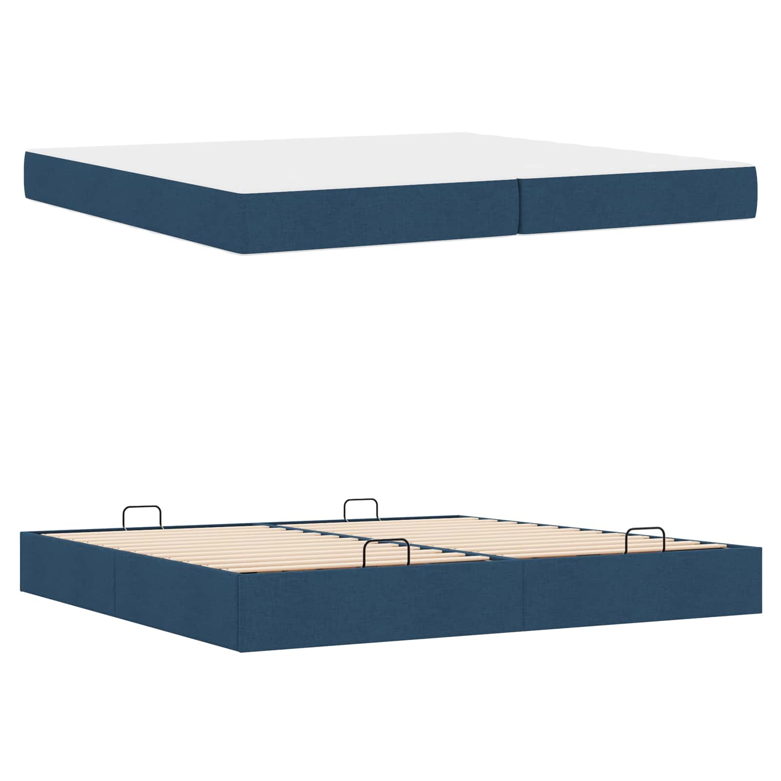 Bedframe met matras met matras 2 pcs Blauw Stof is nu te koop bij PeponiXL, paradijselijk wonen!