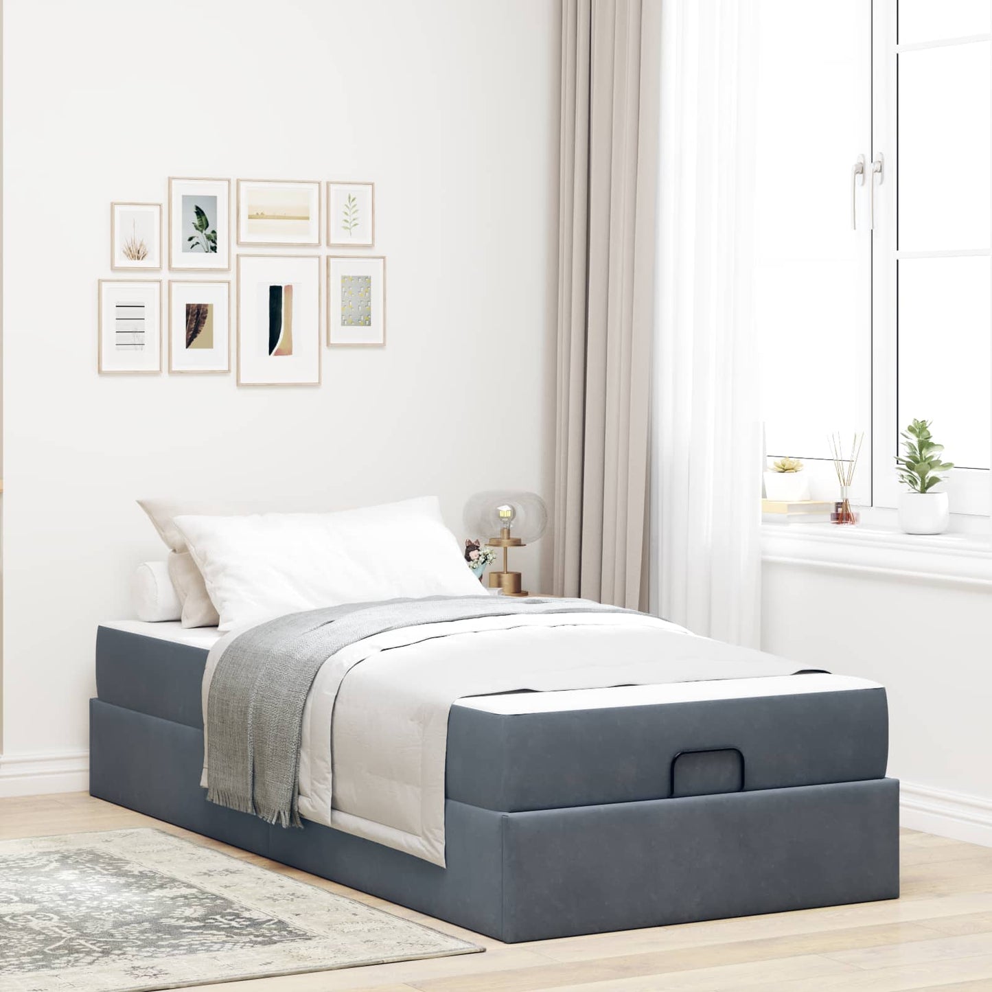 Bedframe met matras met matras 2 pcs Dim Grijs Fluweel is nu te koop bij PeponiXL, paradijselijk wonen!