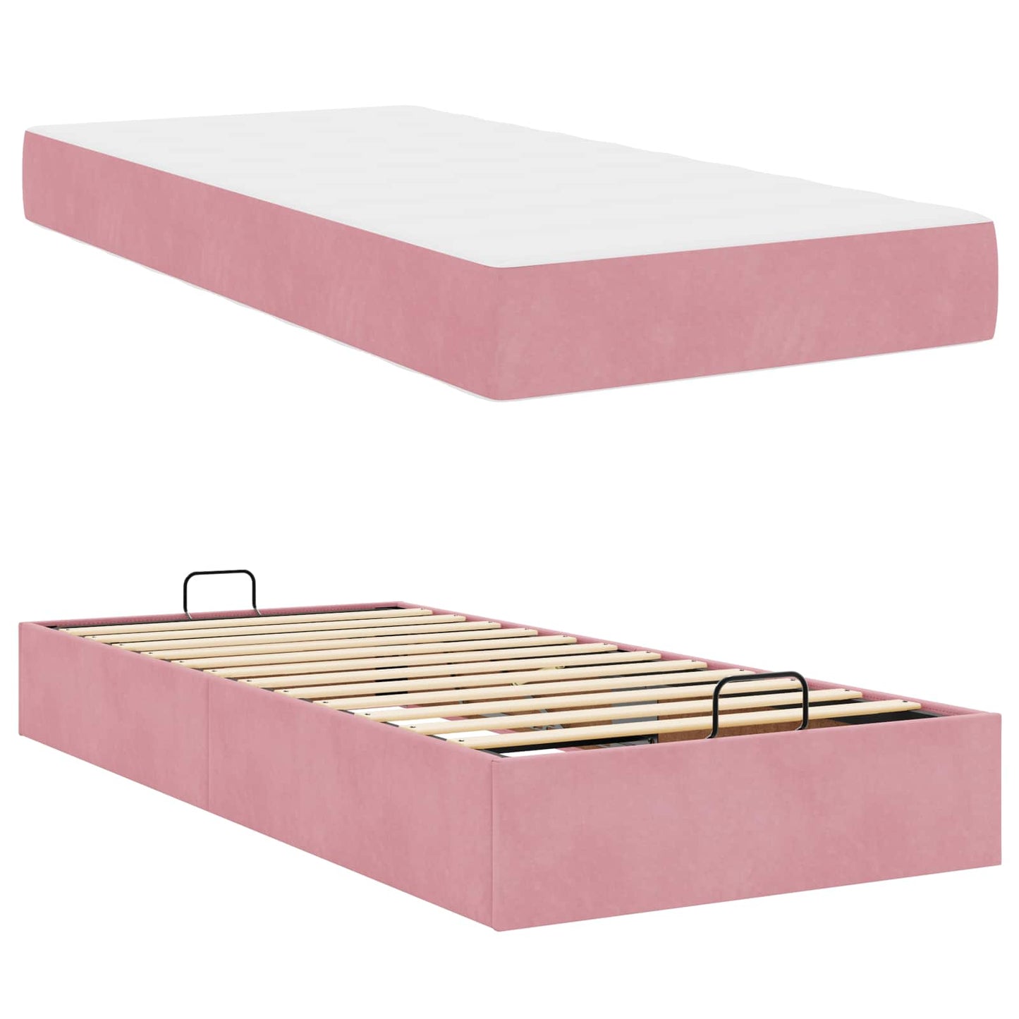 Bedframe met matras met matras 2 pcs Roze Fluweel is nu te koop bij PeponiXL, paradijselijk wonen!
