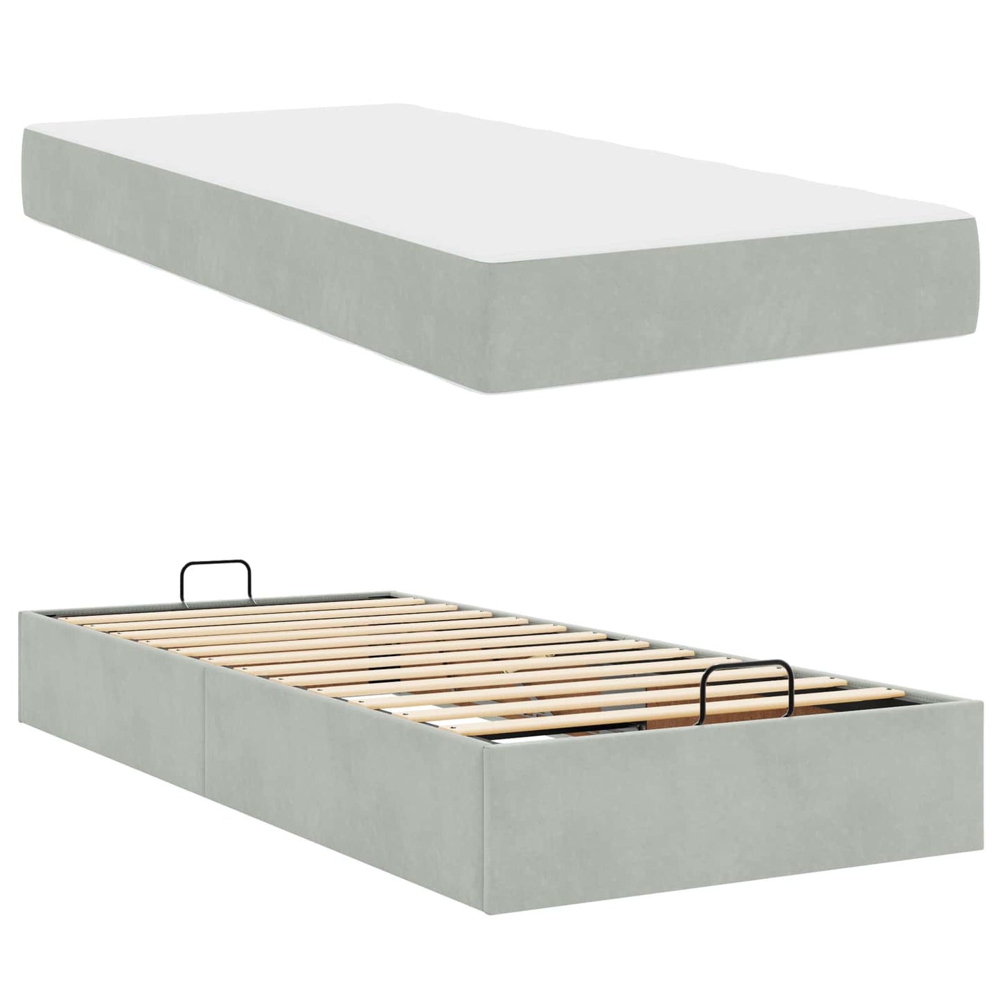 Bedframe met matras met matras 2 pcs Lichtgrijs Fluweel is nu te koop bij PeponiXL, paradijselijk wonen!