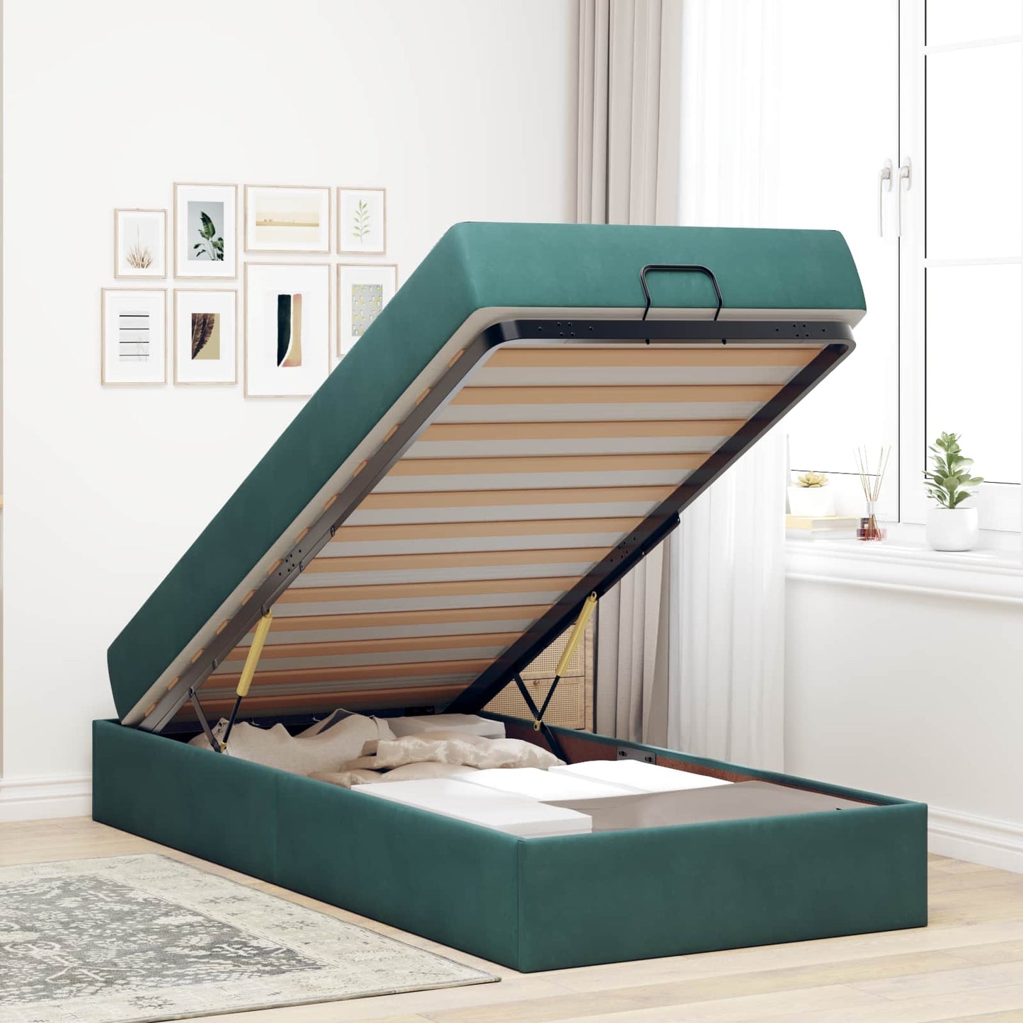 Bedframe met matras met matras 2 pcs Groen Fluweel is nu te koop bij PeponiXL, paradijselijk wonen!