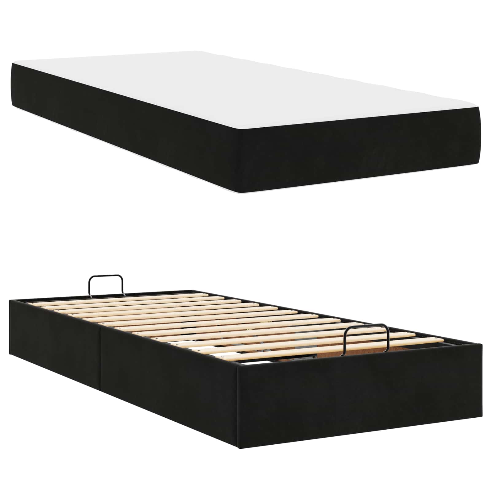 Bedframe met matras met matras 2 pcs Zwart Fluweel is nu te koop bij PeponiXL, paradijselijk wonen!