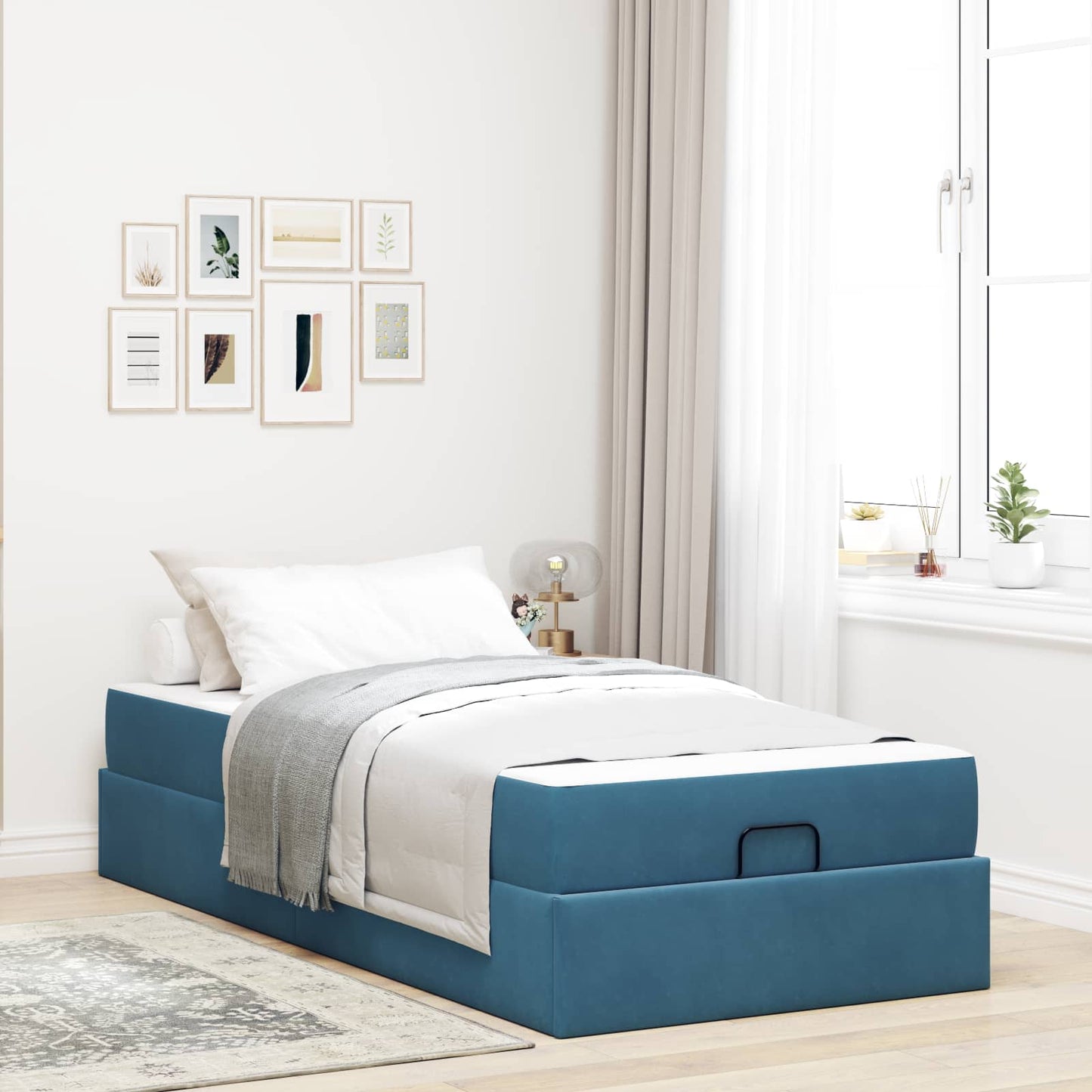 Bedframe met matras met matras 2 pcs Blauw Fluweel is nu te koop bij PeponiXL, paradijselijk wonen!