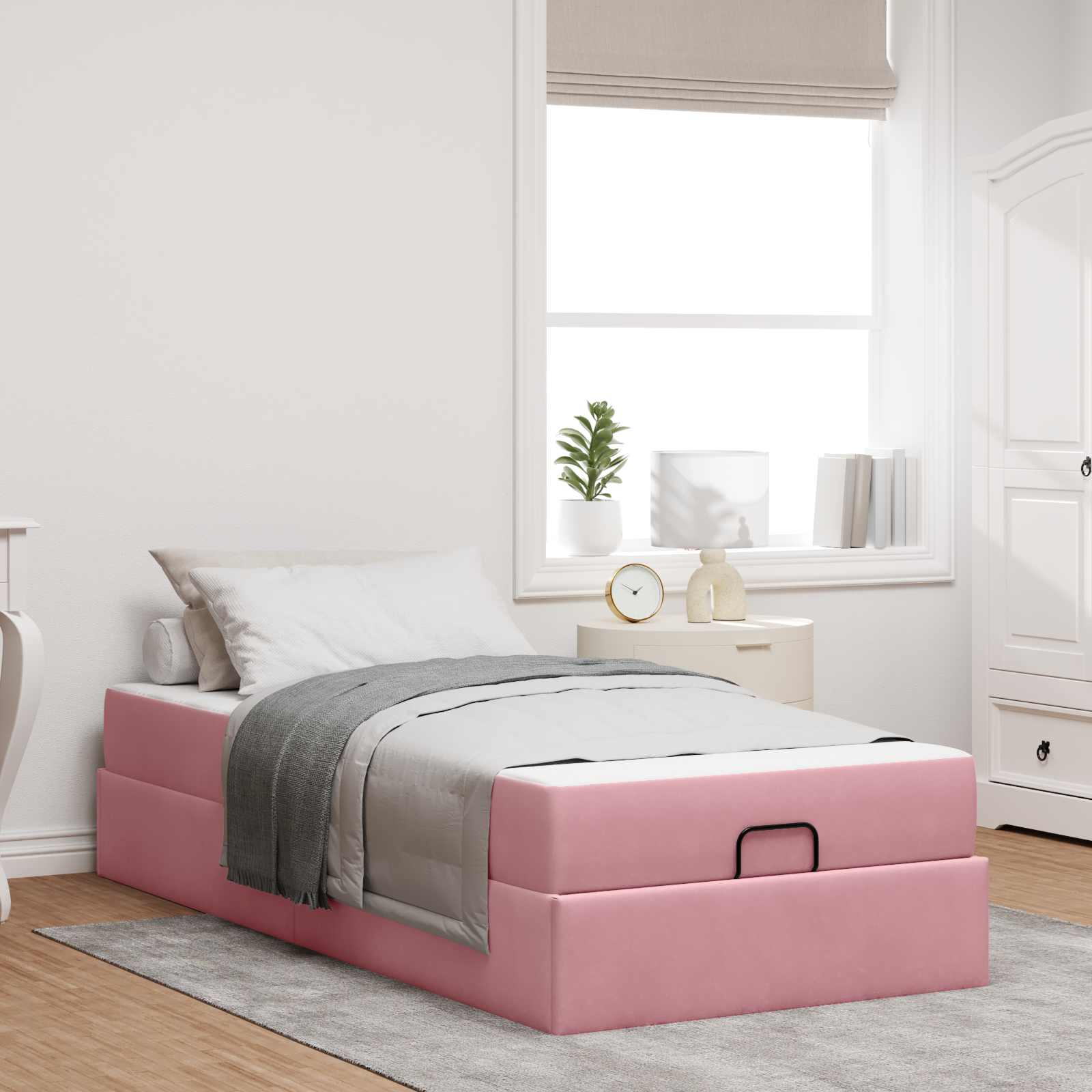 Bedframe met matras met matras 2 pcs Roze Fluweel is nu te koop bij PeponiXL, paradijselijk wonen!