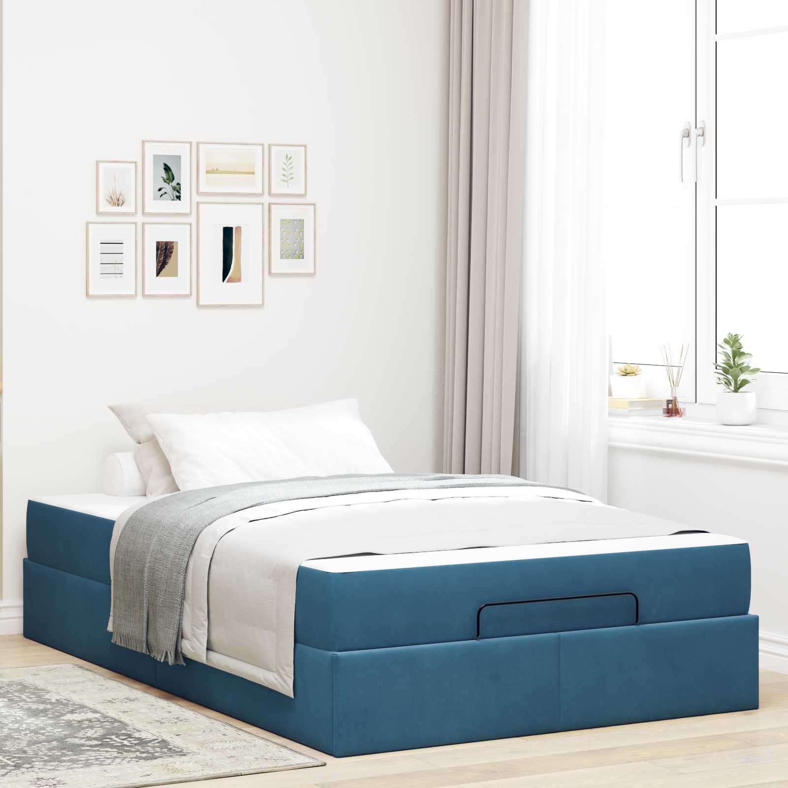 Bedframe met matras met matras 2 pcs Blauw Fluweel is nu te koop bij PeponiXL, paradijselijk wonen!