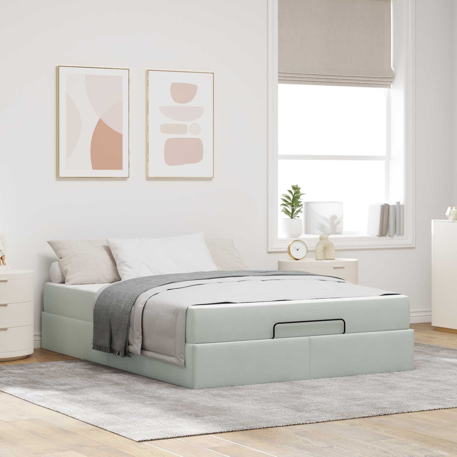 Bedframe met matras met matras 2 pcs Lichtgrijs Fluweel is nu te koop bij PeponiXL, paradijselijk wonen!