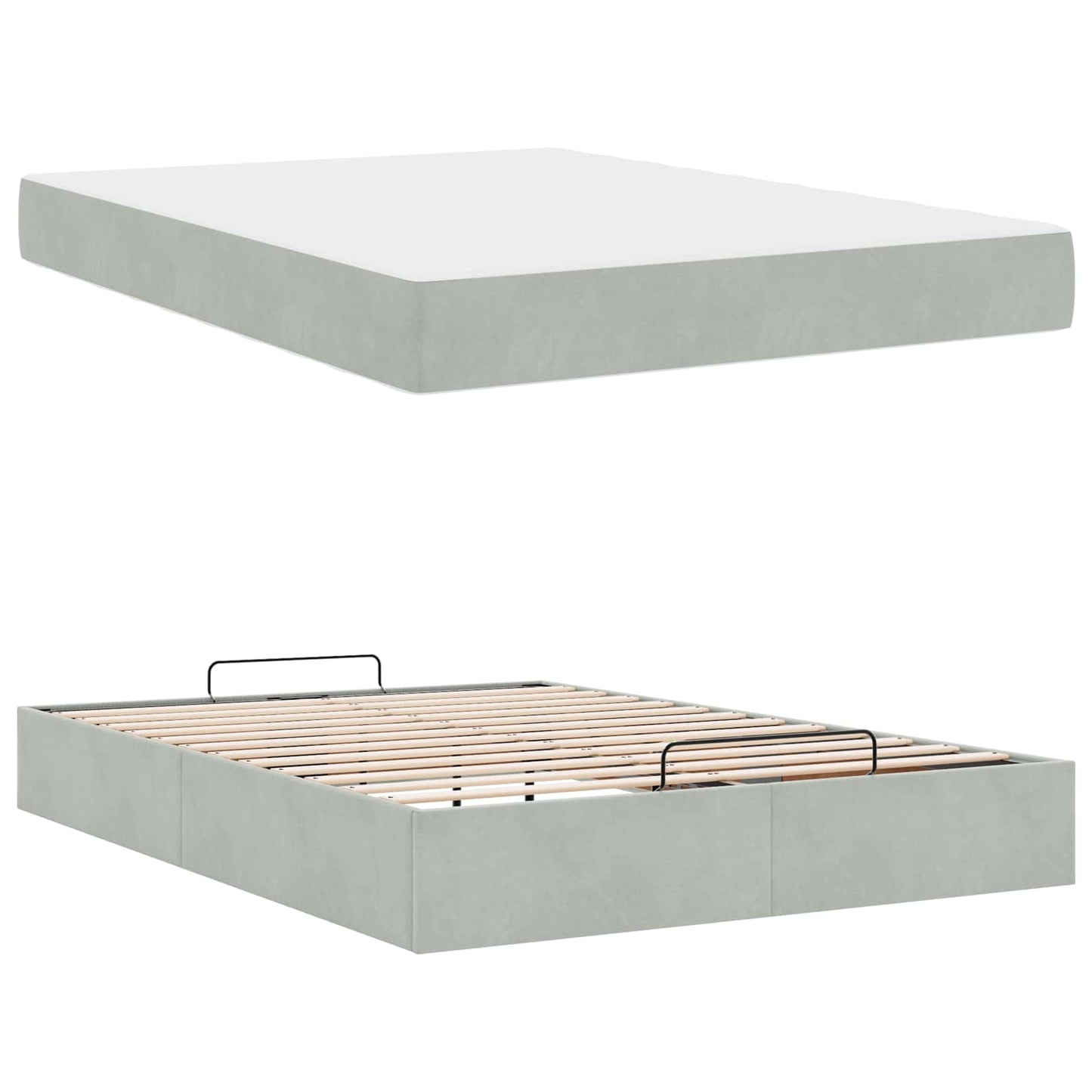 Bedframe met matras met matras 2 pcs Lichtgrijs Fluweel is nu te koop bij PeponiXL, paradijselijk wonen!