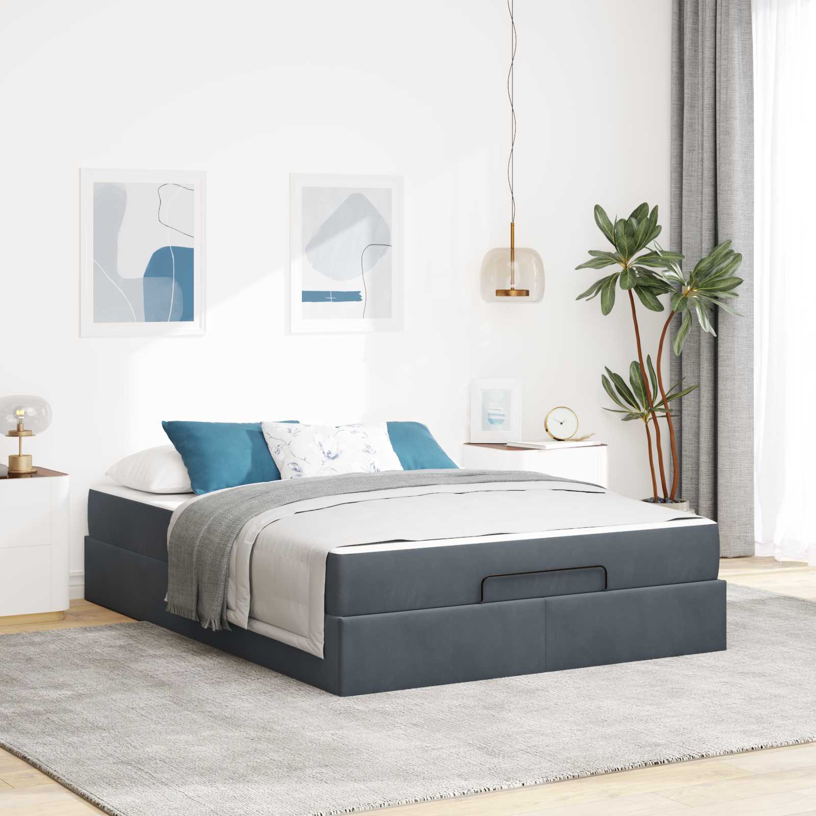 Bedframe met matras met matras 2 pcs Dim Grijs Fluweel is nu te koop bij PeponiXL, paradijselijk wonen!
