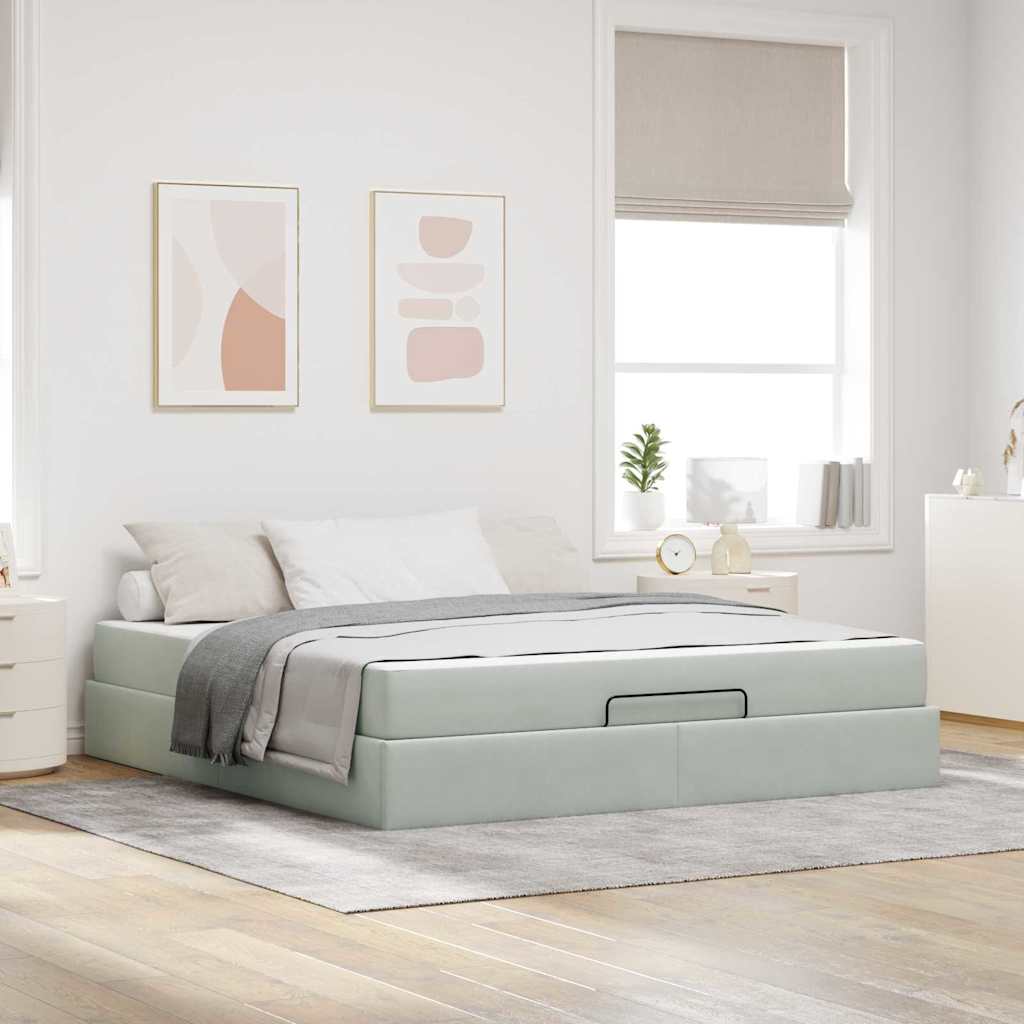 Bedframe met matras met matras 2 pcs Lichtgrijs Fluweel is nu te koop bij PeponiXL, paradijselijk wonen!