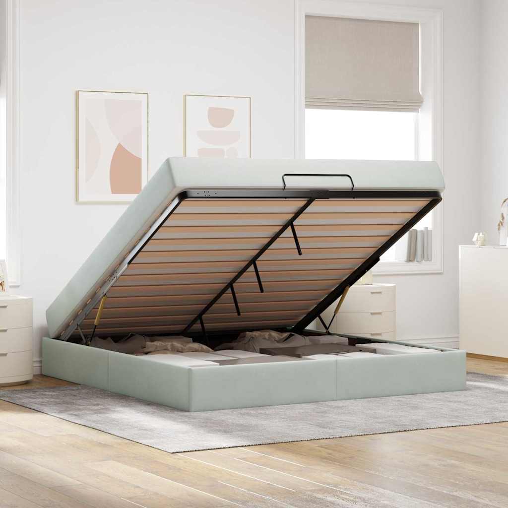 Bedframe met matras met matras 2 pcs Lichtgrijs Fluweel is nu te koop bij PeponiXL, paradijselijk wonen!