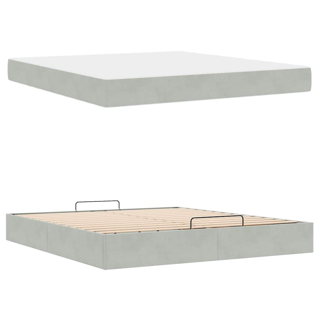 Bedframe met matras met matras 2 pcs Lichtgrijs Fluweel is nu te koop bij PeponiXL, paradijselijk wonen!