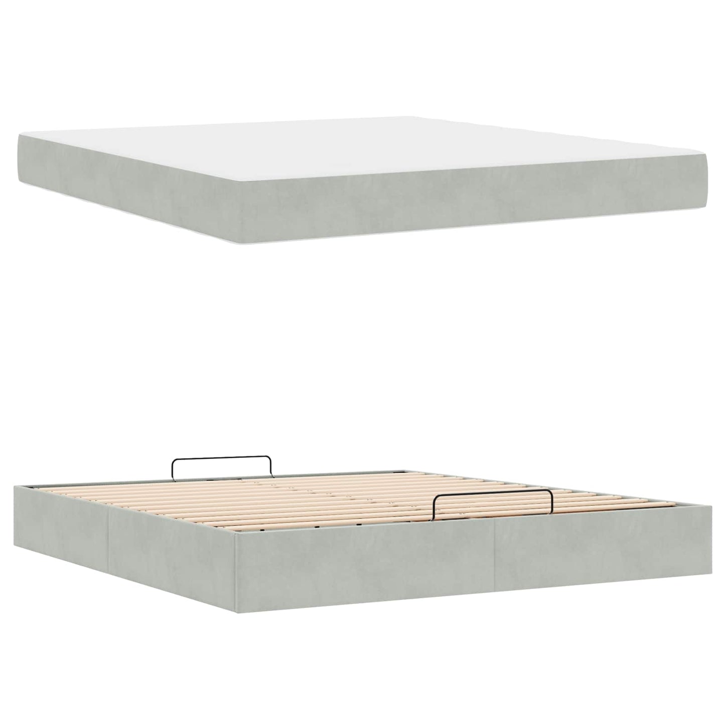 Bedframe met matras met matras 2 pcs Lichtgrijs Fluweel is nu te koop bij PeponiXL, paradijselijk wonen!