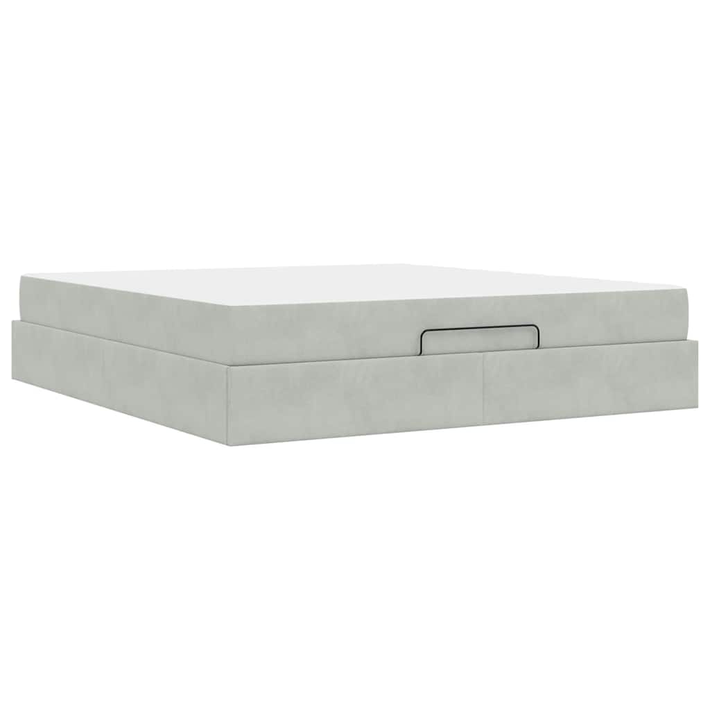 Bedframe met matras met matras 2 pcs Lichtgrijs Fluweel is nu te koop bij PeponiXL, paradijselijk wonen!