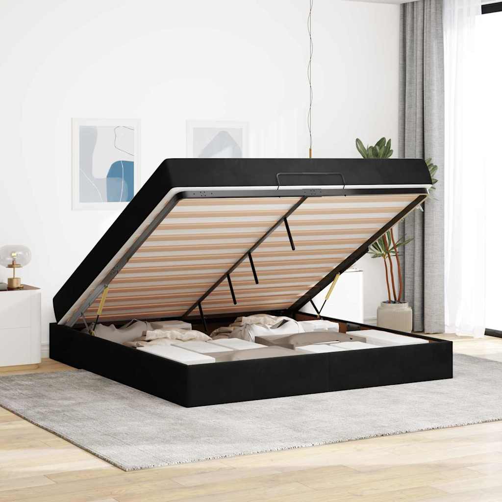Bedframe met matras met matras 2 pcs Zwart Fluweel is nu te koop bij PeponiXL, paradijselijk wonen!