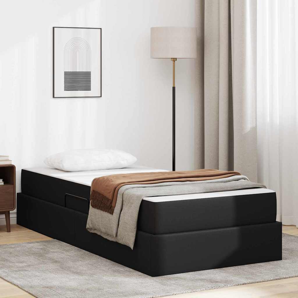 Opslag bed met matras met matras met opslag 2 pcs Zwart Leer is nu te koop bij PeponiXL, paradijselijk wonen!