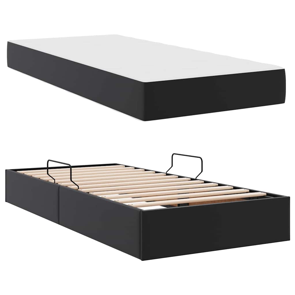 Opslag bed met matras met matras met opslag 2 pcs Zwart Leer is nu te koop bij PeponiXL, paradijselijk wonen!