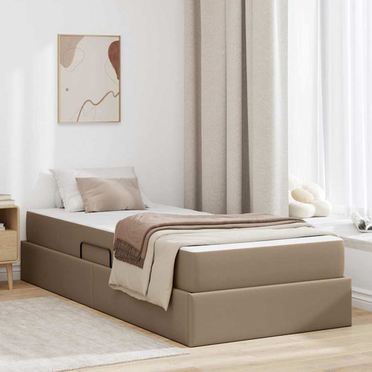 Opslag bed met matras met matras 2 pcs Cappuccino Leer is nu te koop bij PeponiXL, paradijselijk wonen!