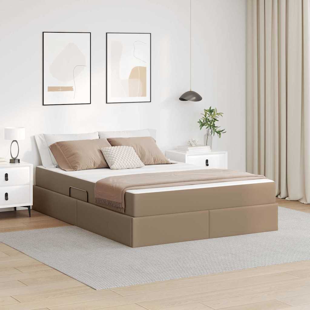 Opslag bed met matras met matras 2 pcs Cappuccino Leer is nu te koop bij PeponiXL, paradijselijk wonen!