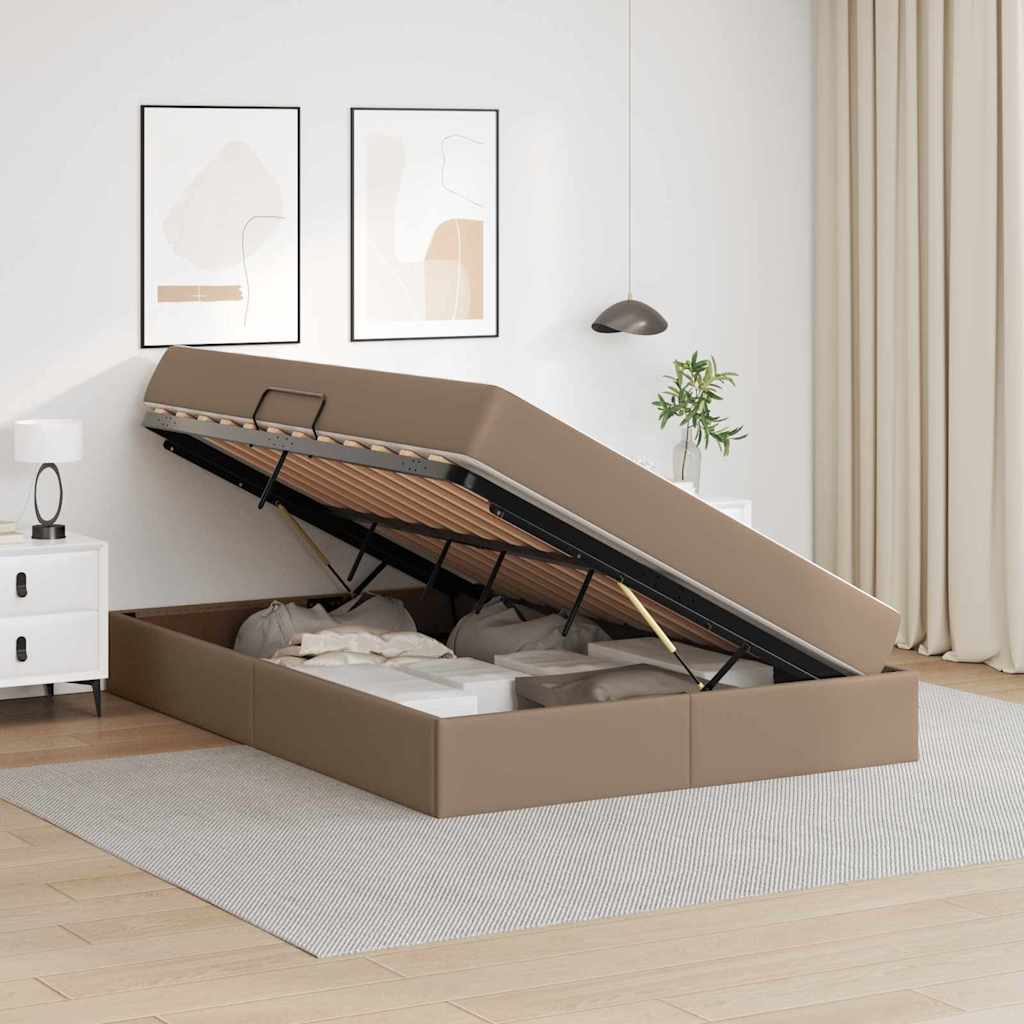 Opslag bed met matras met matras 2 pcs Cappuccino Leer is nu te koop bij PeponiXL, paradijselijk wonen!