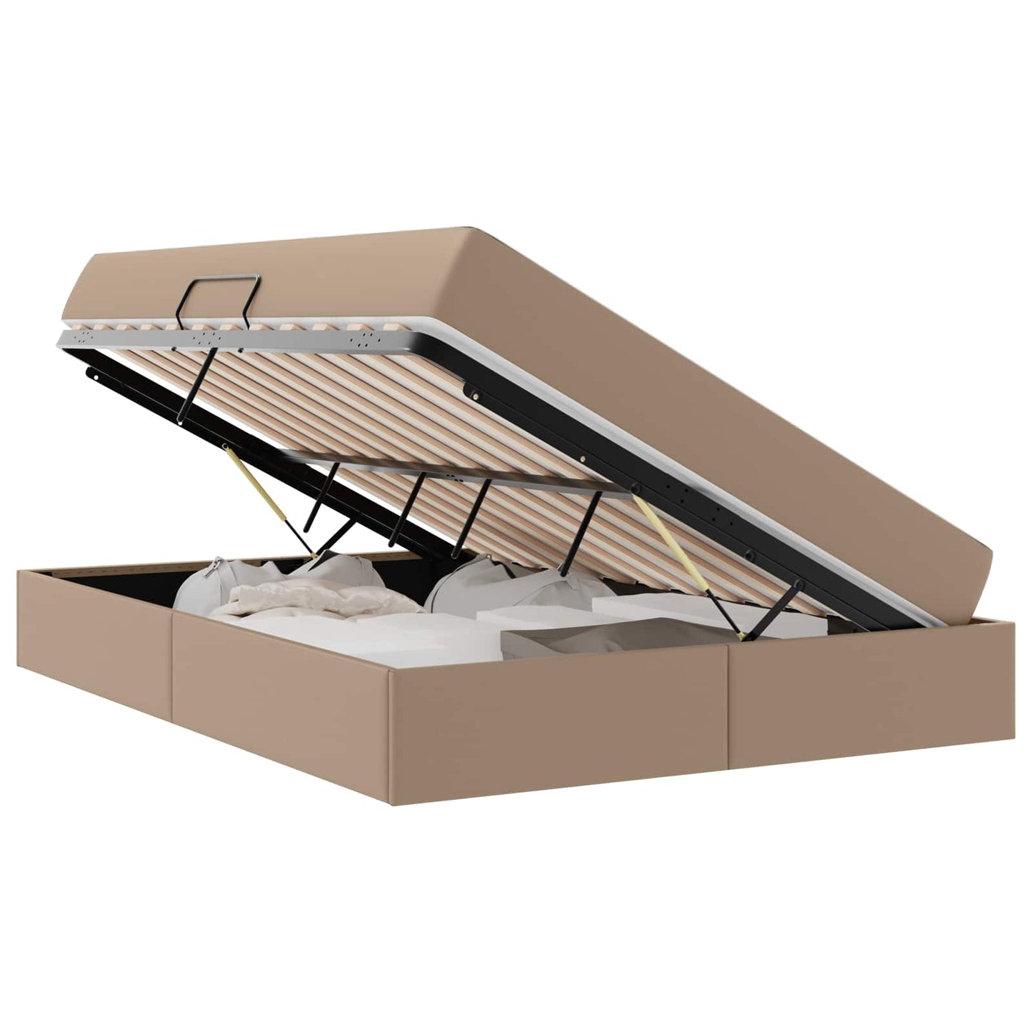 Opslag bed met matras met matras 2 pcs Cappuccino Leer is nu te koop bij PeponiXL, paradijselijk wonen!