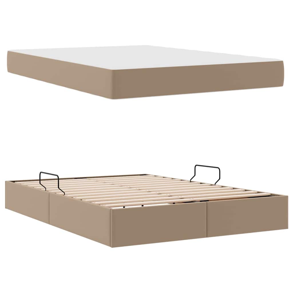 Opslag bed met matras met matras 2 pcs Cappuccino Leer is nu te koop bij PeponiXL, paradijselijk wonen!