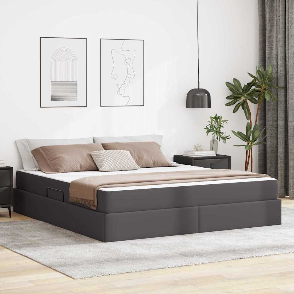 Opslag bed met matras met matras met opslag 2 pcs Grijs Leer is nu te koop bij PeponiXL, paradijselijk wonen!