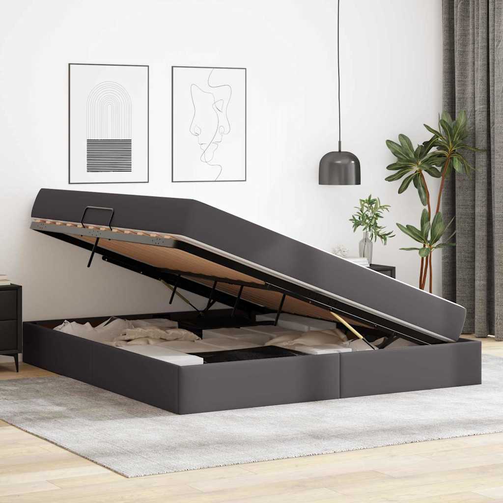 Opslag bed met matras met matras met opslag 2 pcs Grijs Leer is nu te koop bij PeponiXL, paradijselijk wonen!
