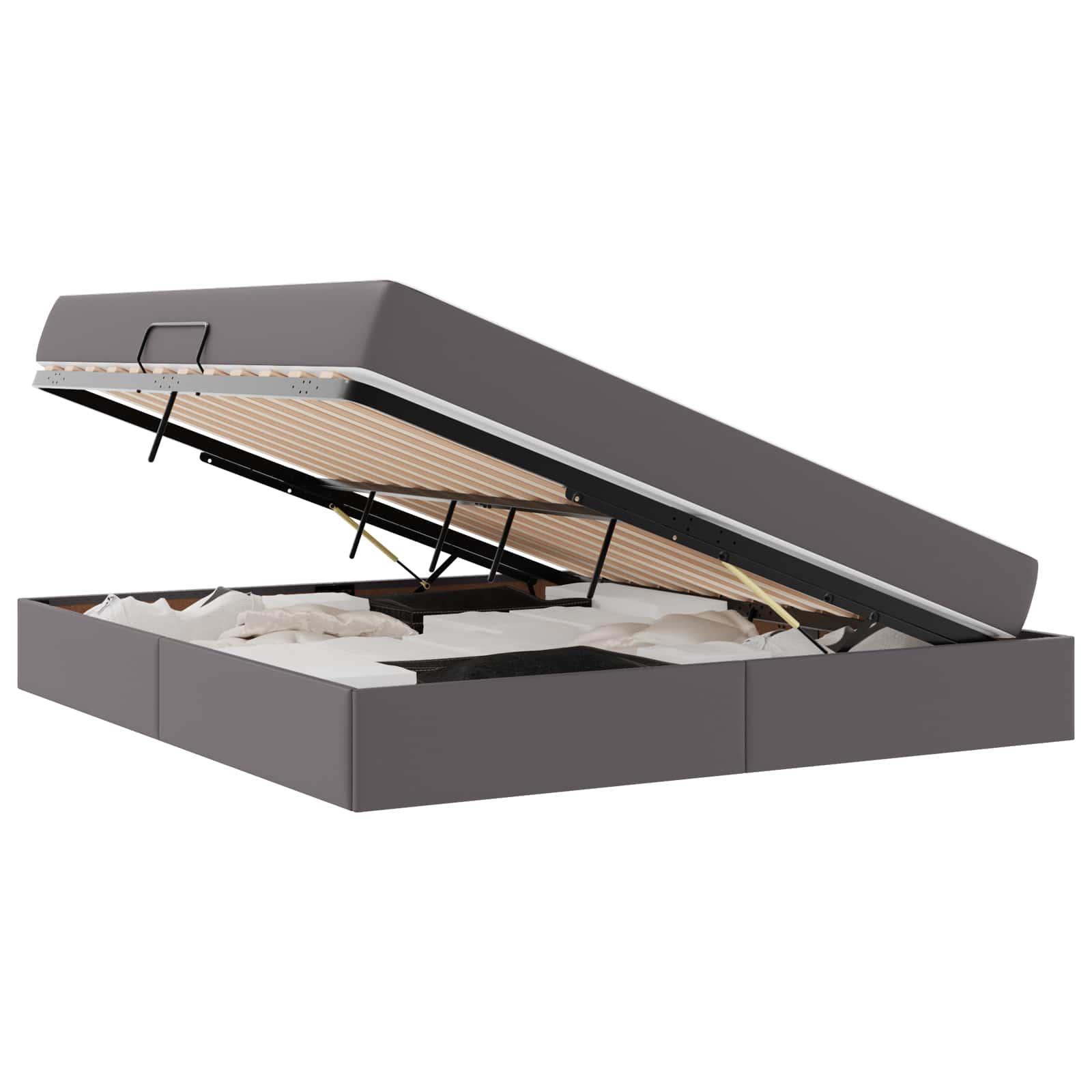 Opslag bed met matras met matras met opslag 2 pcs Grijs Leer is nu te koop bij PeponiXL, paradijselijk wonen!