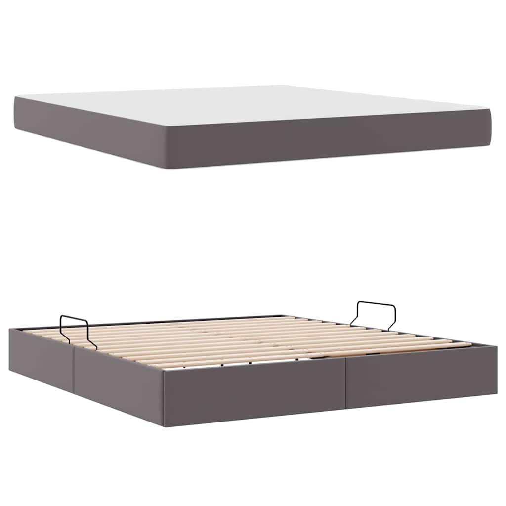 Opslag bed met matras met matras met opslag 2 pcs Grijs Leer is nu te koop bij PeponiXL, paradijselijk wonen!