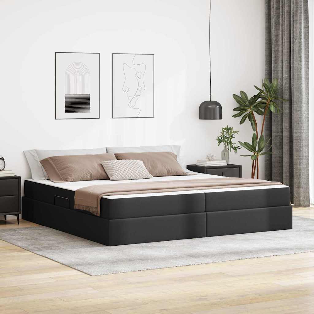 Opslag bed met matras met matras met opslag 2 pcs Zwart Leer is nu te koop bij PeponiXL, paradijselijk wonen!
