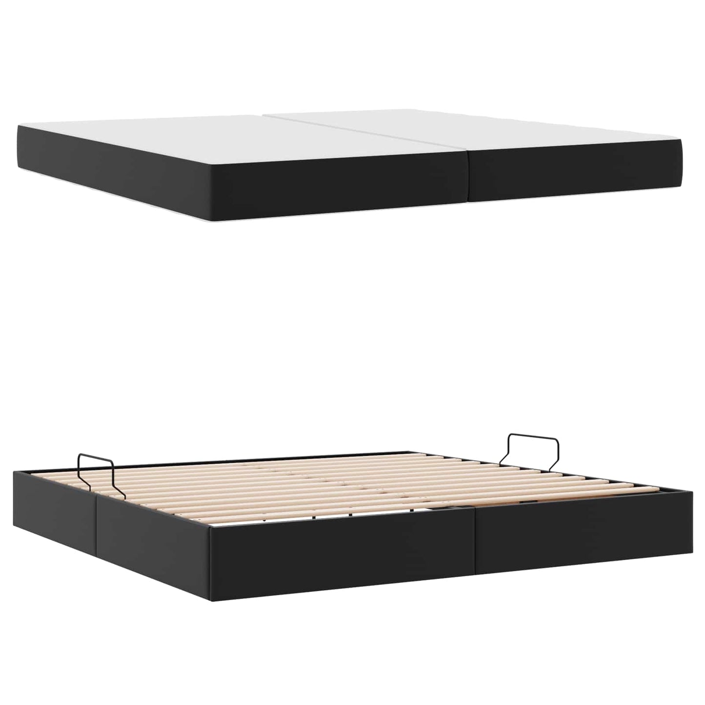 Opslag bed met matras met matras met opslag 2 pcs Zwart Leer is nu te koop bij PeponiXL, paradijselijk wonen!