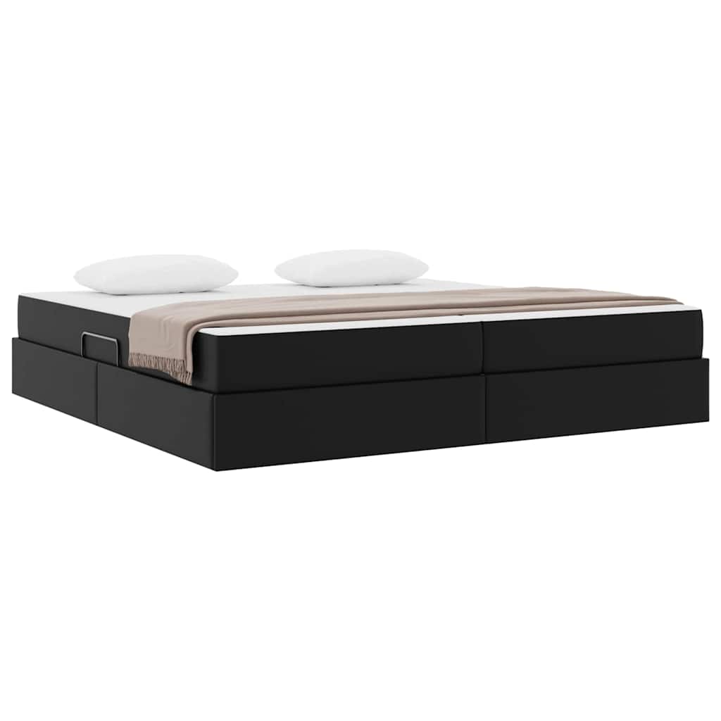 Opslag bed met matras met matras met opslag 2 pcs Zwart Leer is nu te koop bij PeponiXL, paradijselijk wonen!