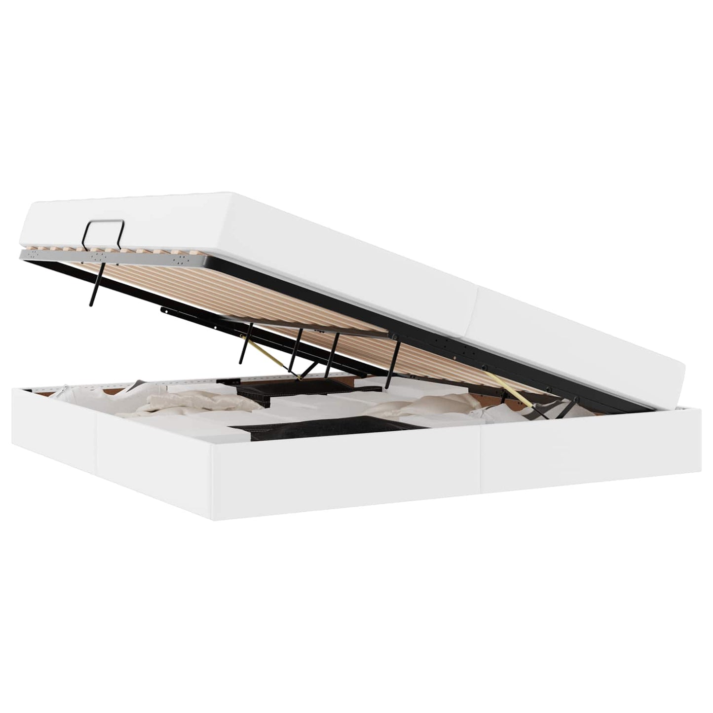 Opslag bed met matras met matras met opslag 2 pcs Wit Leer is nu te koop bij PeponiXL, paradijselijk wonen!