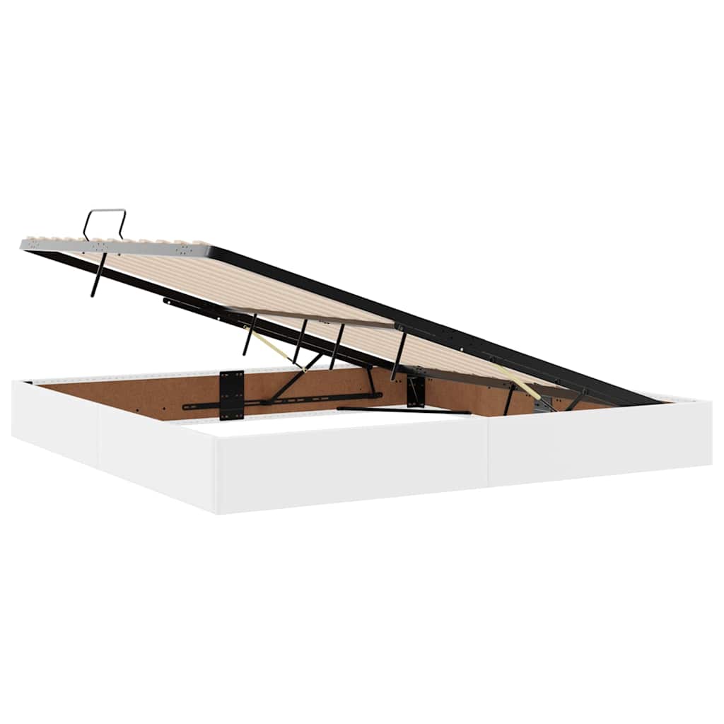 Opslag bed met matras met matras met opslag 2 pcs Wit Leer is nu te koop bij PeponiXL, paradijselijk wonen!