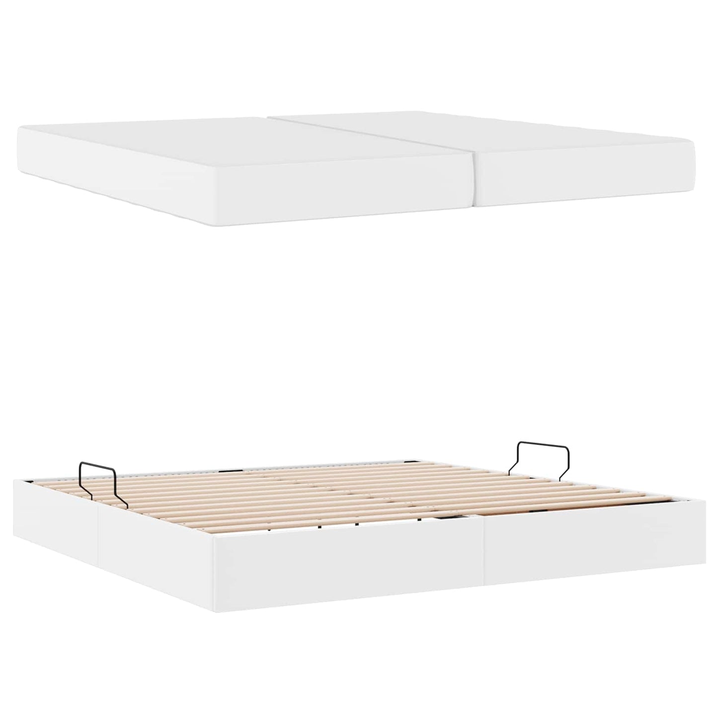 Opslag bed met matras met matras met opslag 2 pcs Wit Leer is nu te koop bij PeponiXL, paradijselijk wonen!
