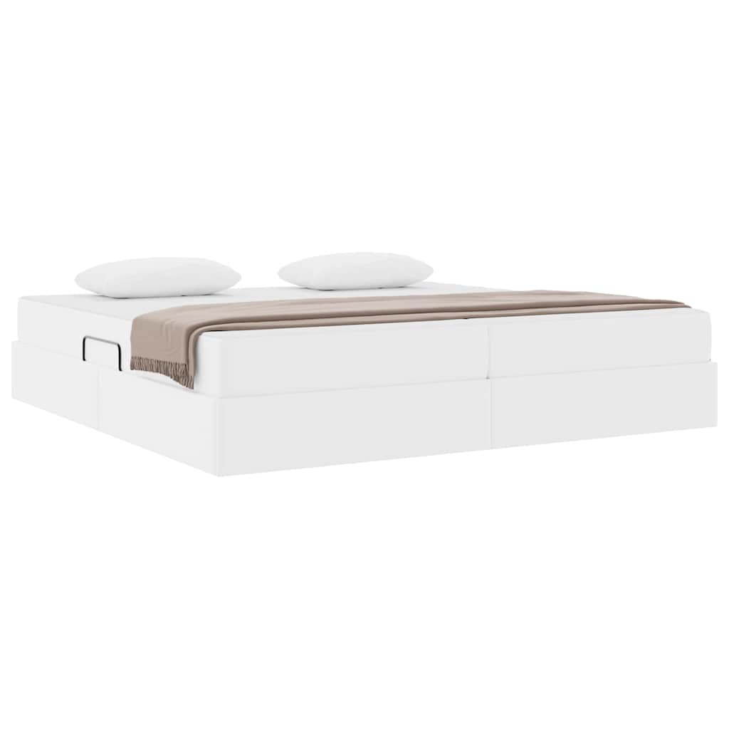 Opslag bed met matras met matras met opslag 2 pcs Wit Leer is nu te koop bij PeponiXL, paradijselijk wonen!