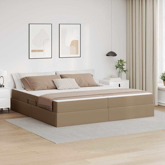 Opslag bed met matras met matras 2 pcs Cappuccino Leer is nu te koop bij PeponiXL, paradijselijk wonen!