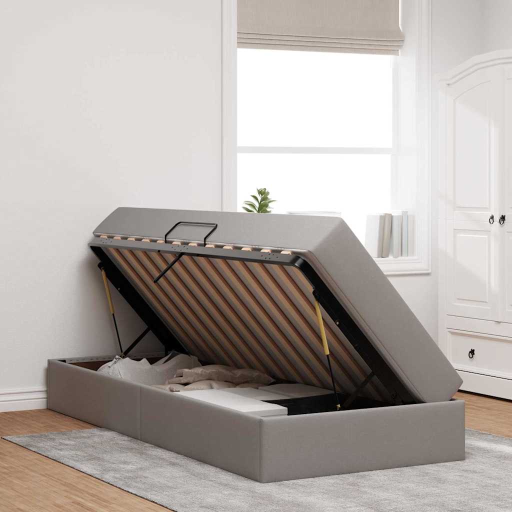 Opbergbed met matras met matras Taupe 90 x 190 cm Polyester is nu te koop bij PeponiXL, paradijselijk wonen!