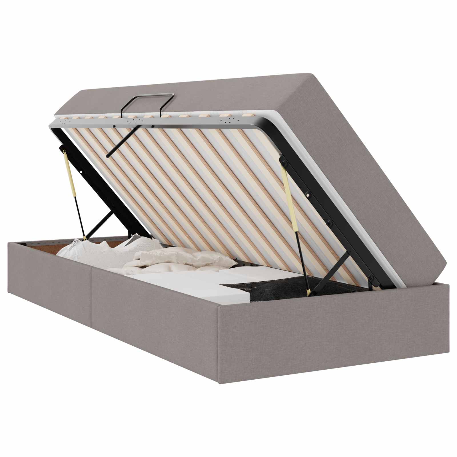 Opbergbed met matras met matras Taupe 90 x 190 cm Polyester is nu te koop bij PeponiXL, paradijselijk wonen!