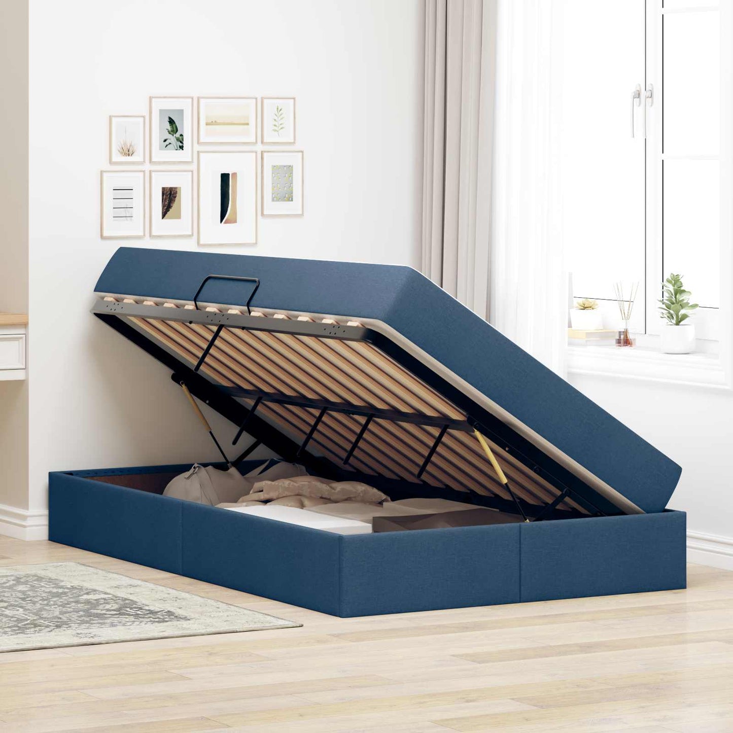 Opbergbed met matras met matras Blauw 120 x 190 cm Polyester is nu te koop bij PeponiXL, paradijselijk wonen!