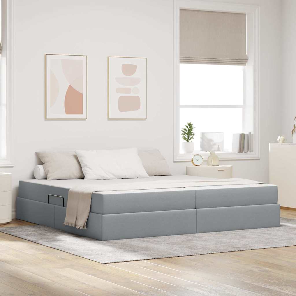 Opbergbed met matras Lichtgrijs 200 x 200 cm Polyester is nu te koop bij PeponiXL, paradijselijk wonen!