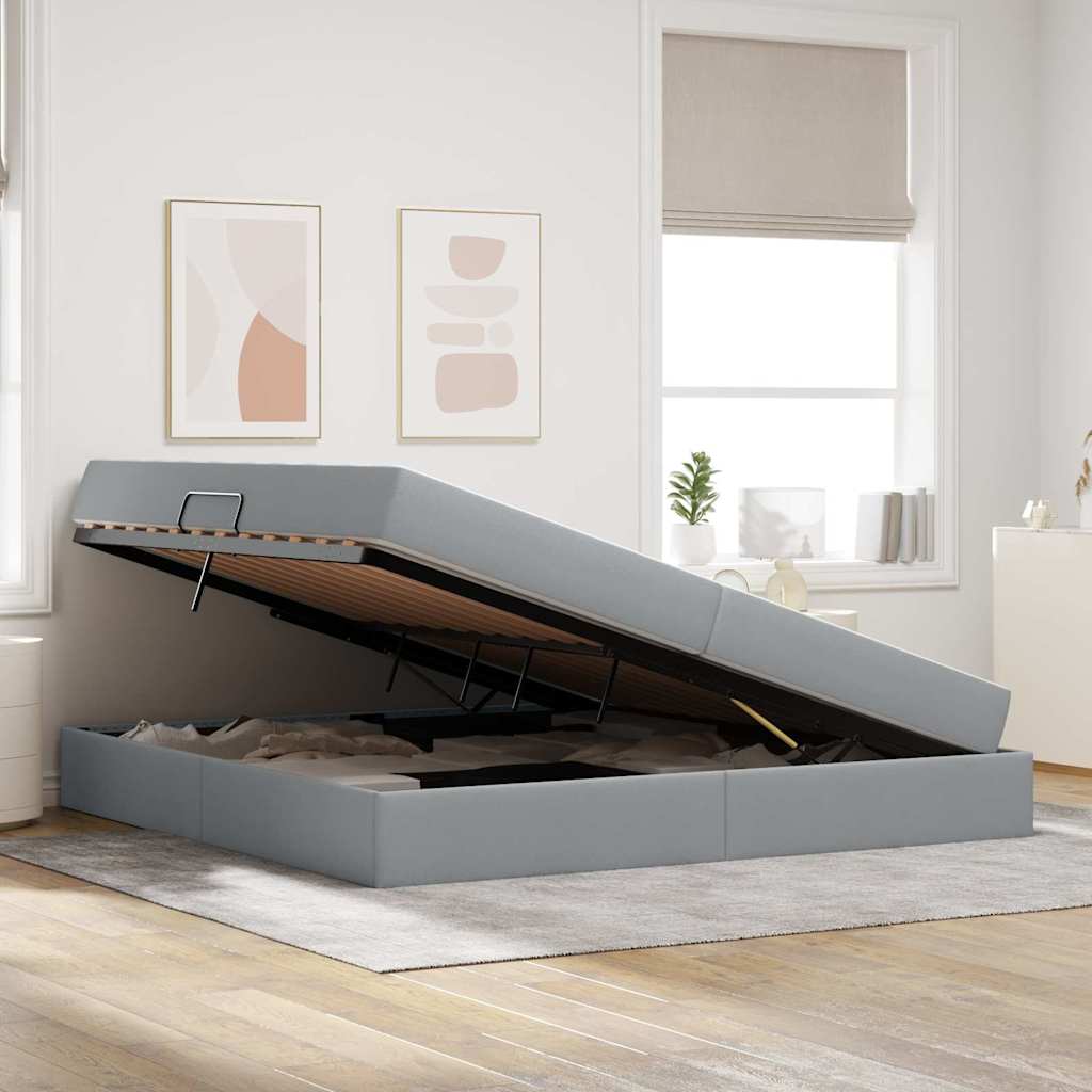 Opbergbed met matras Lichtgrijs 200 x 200 cm Polyester is nu te koop bij PeponiXL, paradijselijk wonen!