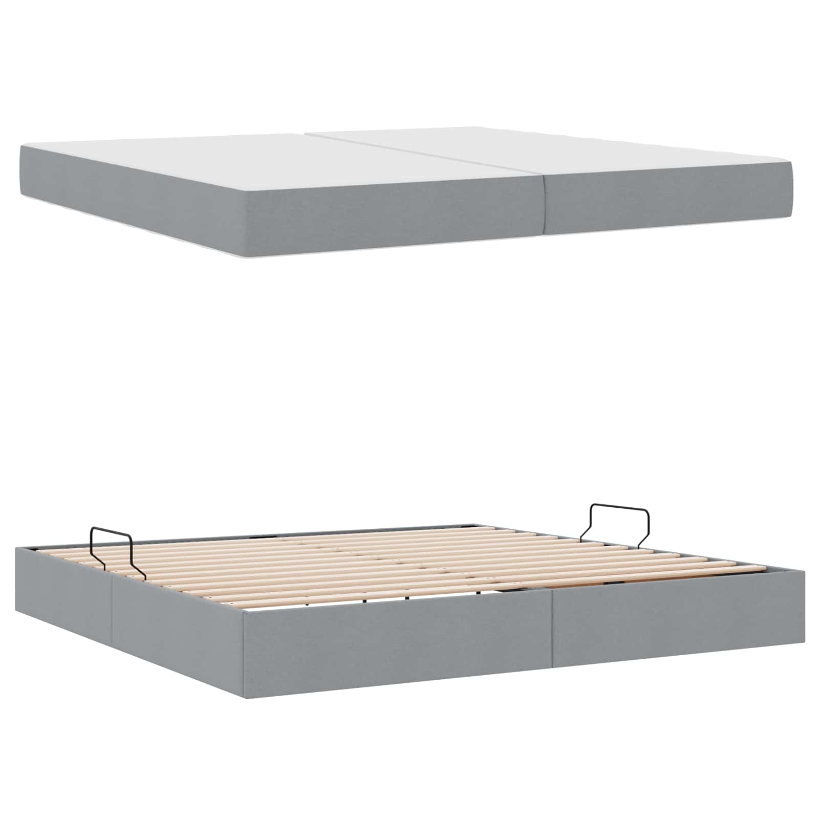 Opbergbed met matras Lichtgrijs 200 x 200 cm Polyester is nu te koop bij PeponiXL, paradijselijk wonen!